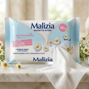 Malizia Chusteczki do higieny intymnej z Rumiankiem 20 sztuk