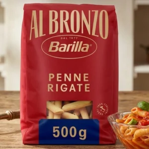 Barilla Al Bronzo Penne Rigate 500g – Włoski Makaron, 100% Włoska Pszenica