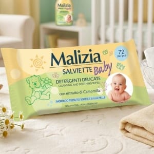 Chusteczki Malizia Baby z Rumiankiem – Delikatna Pielęgnacja Niemowląt (72 szt.)