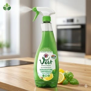 Vert Chanteclair Eko Uniwersalny Odtłuszczacz w sprayu 600 ml – Cytryna i Bazylia, 100% Składników Roślinnych, Hipolergiczny