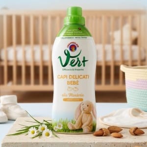 Vert Chanteclair Eko Płyn do prania ubranek niemowlęcych i dziecięcych 750ml – Migdał i Aloes, Hipoalergiczny, 100% Składników Roślinnych