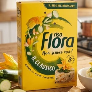 Riso Flora Classico Włoski Ryż Biały pełen witamin B1 i B3, oraz bogaty w fosfor i miedź 1Kg Nigdy się nie Rozgotuje