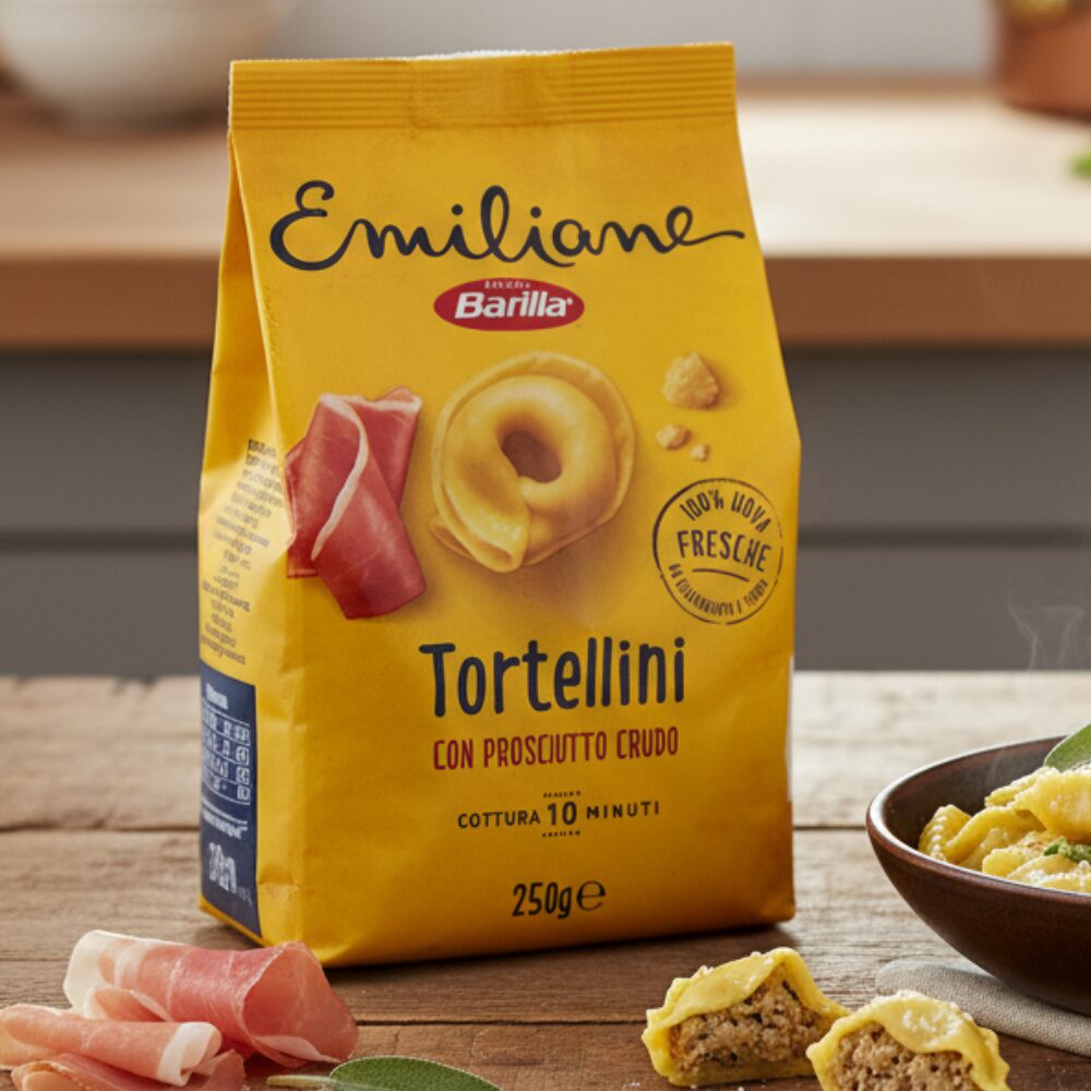 Barilla Emiliane Tortellini 250 g🍝 Autentyczny włoski makaron jajeczny z nadzieniem mięsnym