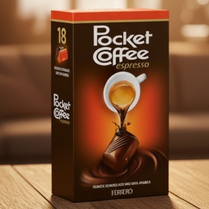 Pocket Coffee Ferrero Praliny z Płynnym Espresso 100% Arabica 18 Sztuk 225 g