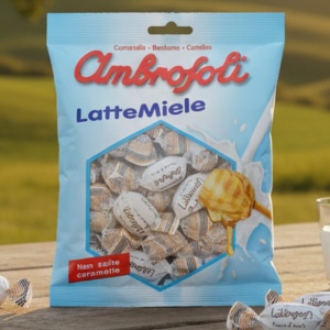 Ambrosoli Cukierki Mleczno-Miodowe LatteMiele 135g - Włoskie Cukierki Bez Gluten