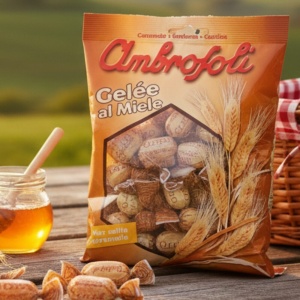 Ambrosoli Galaretki Miodowe w Cukrze 130g - Włoskie Cukierki z Miodem Bez Glutenu