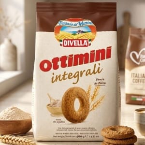 Divella Ottimini Integrali🍪pełnoziarniste włoskie ciastka frollini, bogate w błonnik, bez oleju palmowego i GMO 400 g