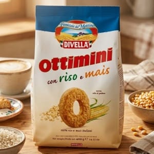 Divella Ottimini con Riso e Mais🍪lekkie, chrupiące ciasteczka z ryżem i kukurydzą, bez oleju palmowego 400 g