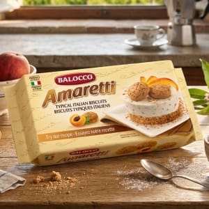 Balocco Amaretti Włoskie Ciasteczka Migdałowe bez sztucznych barwników i konserwantów, bezglutenowe 200g