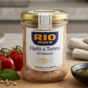 Rio Mare Filety z Tuńczyka w słoiku bez konserwantów, bogaty w Omega-3 180 g.