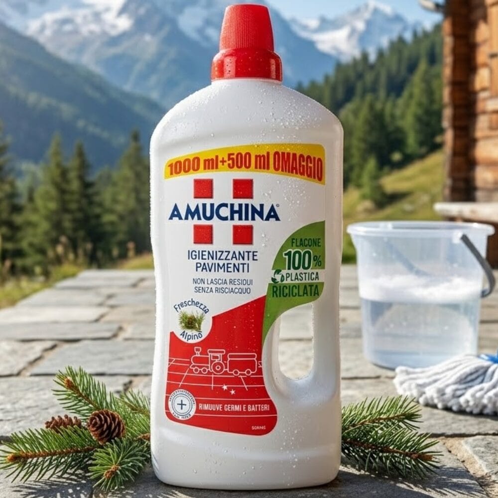 Płyn do Mycia i Dezynfekcji Podłóg Amuchina 1,5L Alpejski | Własny Import Bezpośredni z Włoch