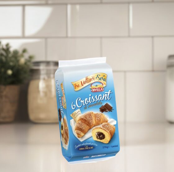 Opakowanie 6 sztuk Divella croissanty z czekoladą, włoskie rogaliki.