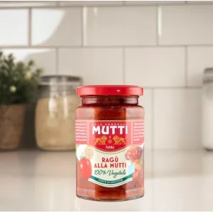 Słoik Mutti Ragù Vegetale 280g, włoski sos warzywny do makaronu.