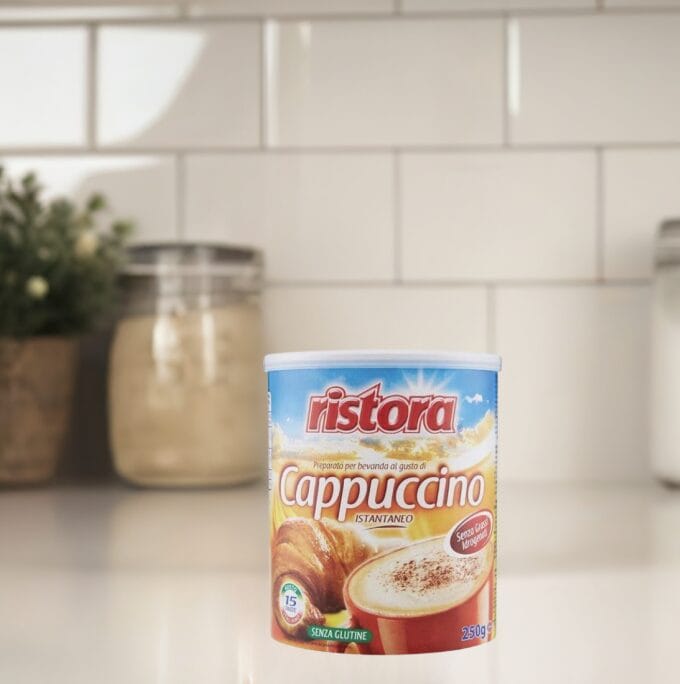 Opakowanie Ristora cappuccino bez glutenu 250g, włoskie cappuccino w proszku.