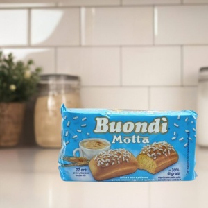 Opakowanie 6 sztuk Buondì Motta, włoskie ciastka śniadaniowe z cukrem.