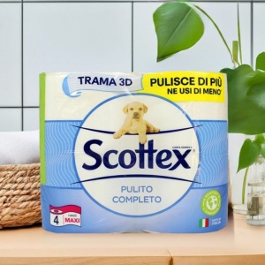 Scottex Papier Toaletowy Pulito Completo z innowacyjną technologię Trama 3D - 4 Rolki Maxi
