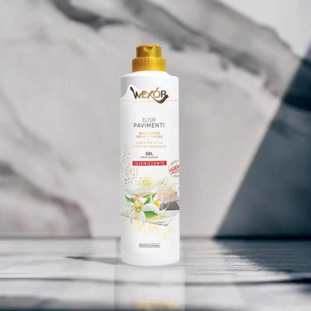 Butelka Wexor perfumowany żel do podłóg Eliksir, zapach Zagara i Kwiat Lotosu, 750ml.