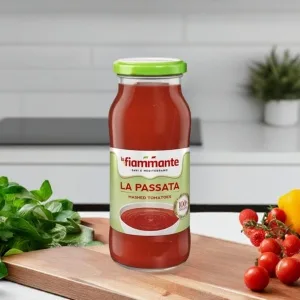 Zestaw 12 szklanych butelek La Fiammante passata w butelce, 340g.