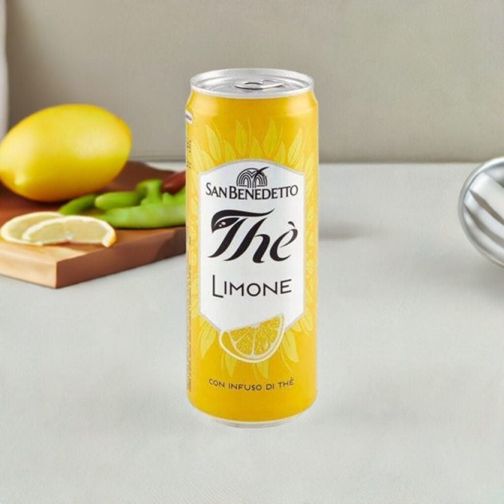 Puszka San Benedetto herbata cytrynowa w puszce 330ml, napój niegazowany.