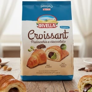 Divella Croissant Rogaliki z kremem pistacjowo- czekoladowym 5 szt