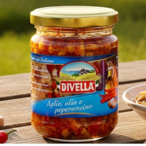 Mix Aglio Olio e Peperoncino, czosnek oliwa papryka ostra w oleju Divella 190g