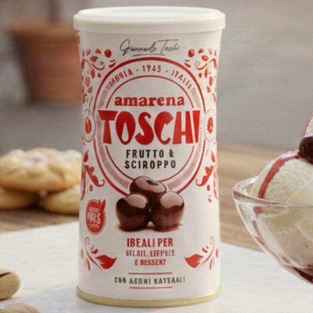 TOSCHI Amarena 400g – Wiśnie bez pestek w syropie, bez glutenu