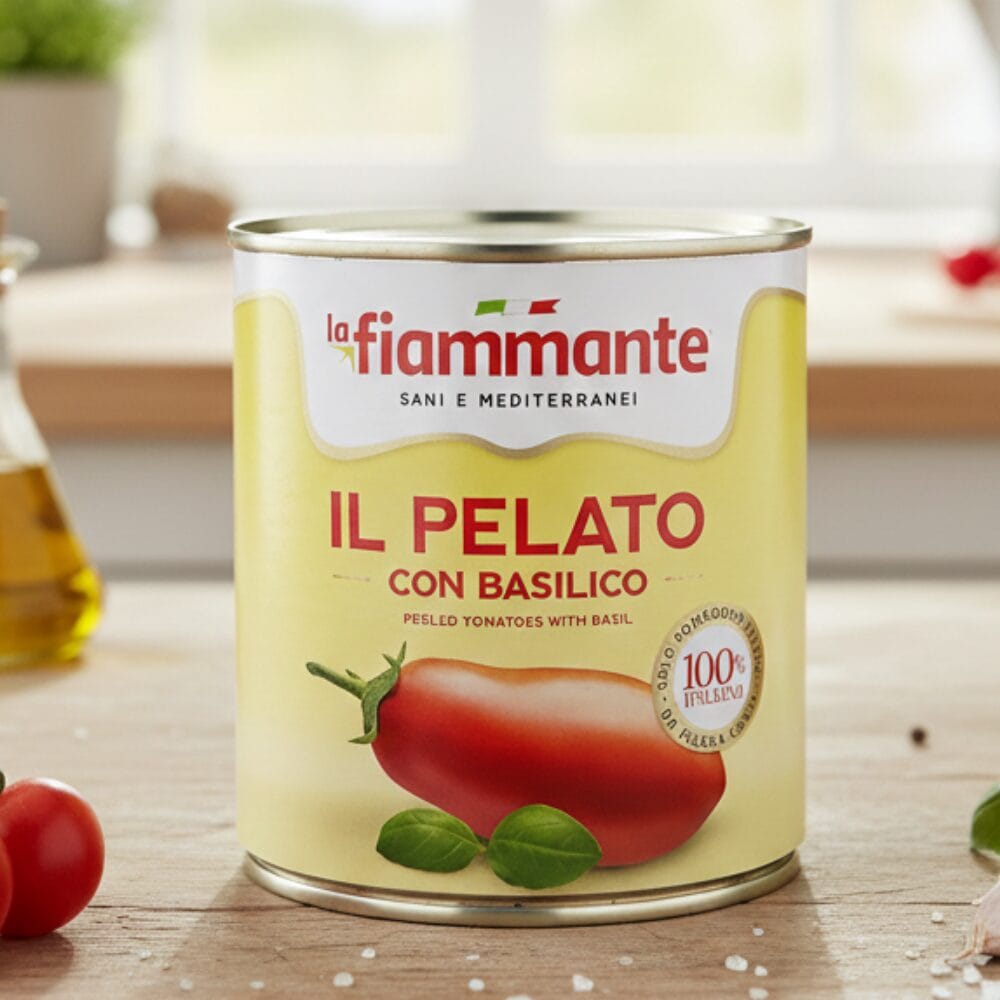 La Fiammante Pomodori Pelati con Basilico Włoskie Pomidory Bez Skórki z Bazylią 400g
