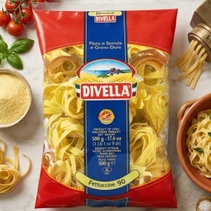 Divella Fettuccine numer 90 Włoskie Makaron wstążki 500 g Gotowy w 8 minut