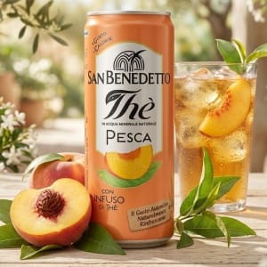 San Benedetto The Pesca 330 ml – brzoskwiniowa herbata na bazie włoskiej wody mineralnej, bez konserwantów