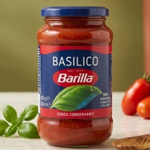 Barilla Sos Basilico 400g – Włoski Sos Pomidorowy z Bazylią, 100% Włoskie Pomidory, Bezglutenowy