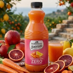 Włoski napój San Benedetto Succoso Zero Pomarańcza Marchew Cytryna 900 ml