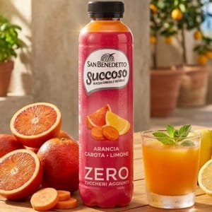 San Benedetto Succoso Pomarańcza, marchewka i cytryna Zero Włoski napój owocowy 400 ml