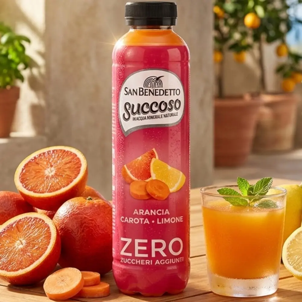 San Benedetto Succoso Pomarańcza, marchewka i cytryna Zero Włoski napój owocowy 400 ml