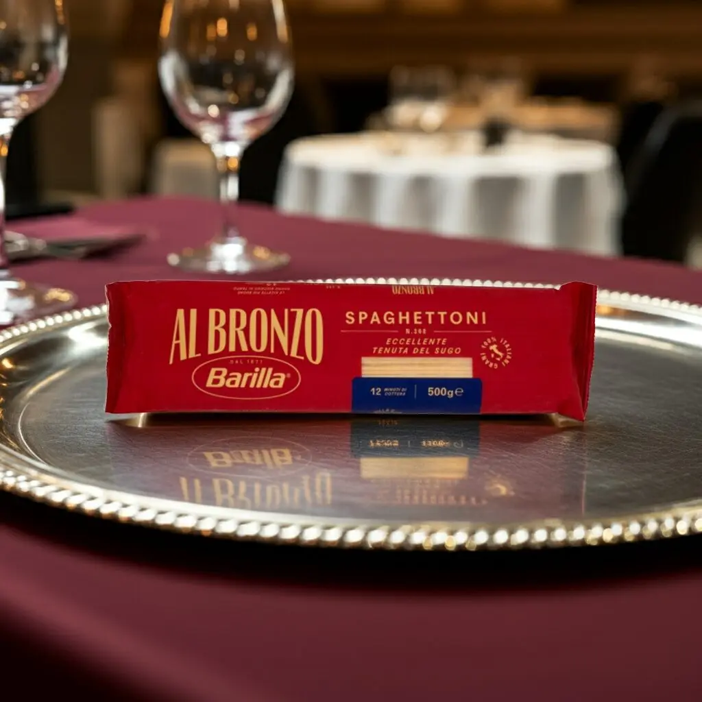 Barilla Al Bronzo Spaghettoni 500g Makaron o wyjątkowej teksturze i perfekcyjnej przyczepności sosu