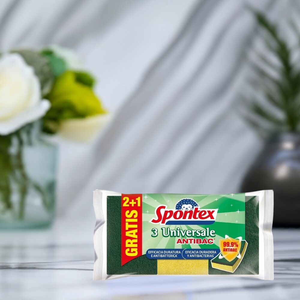 Spontex Universale uniwersalne antybakteryjne gąbki do mycia naczyń 2+1szt