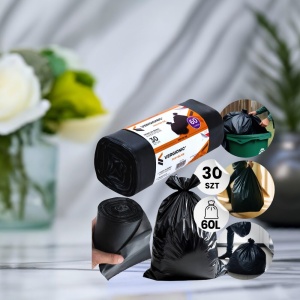 Worki na śmieci 60 litrów, 30 sztuk, mocne i grube do kosza