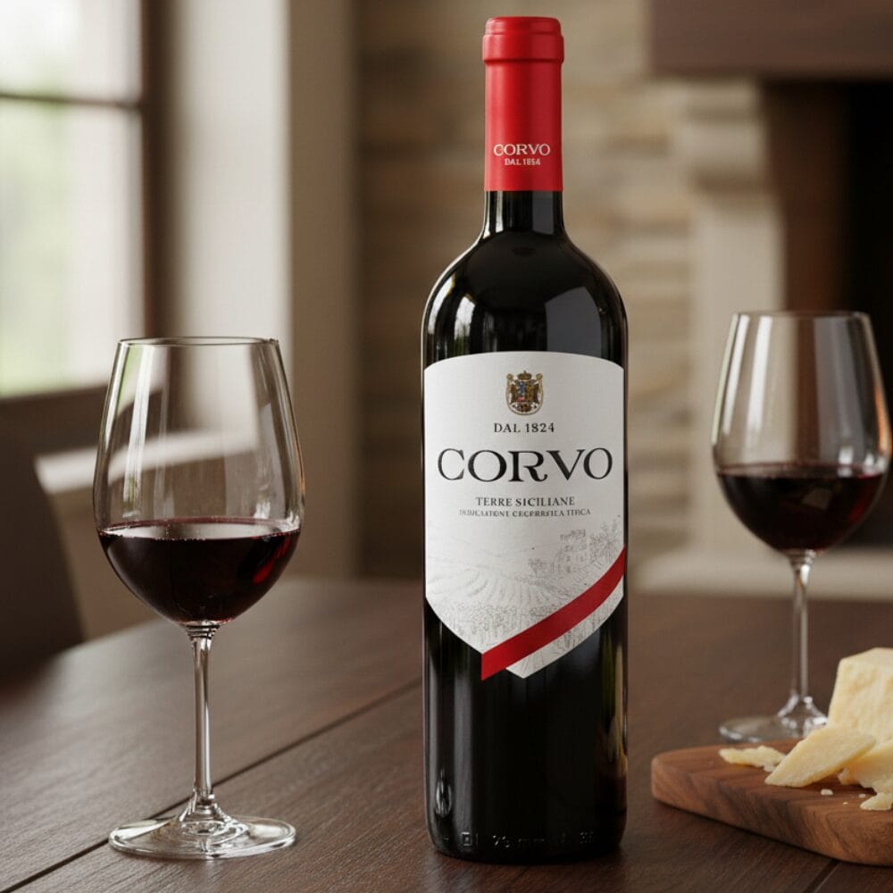 Corvo Rosso Terre Siciliane IGT – Kultowe Sycylijskie Wino Czerwone wytrawne 75 CL
