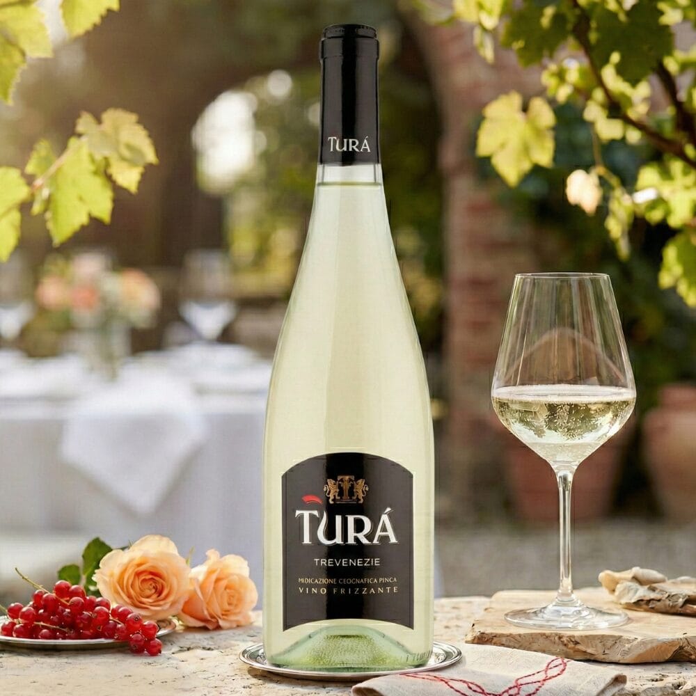 Turà Bianco Trevenezie IGT 75 CL Włoskie Białe Wino Musujące Frizzante
