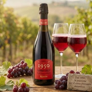 Riunite 1950 Lambrusco Reggiano DOC Amabile 75cl – Czerwone Wino Półsłodkie Frizzante 8,5% obj.