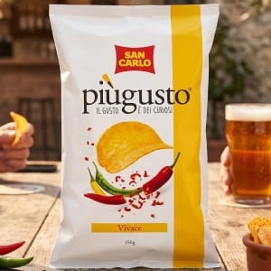 Włoskie Chipsy San Carlo Piùgusto Vivace 150g – Smak Papryki i Przygody, Bez Glutenu