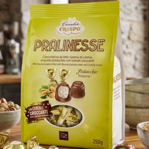 Crispo Pralinesse – Włoskie Praliny z Kremem Pistacjowym i Chrupkami 250g