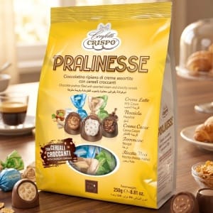 Crispo Pralinesse – Włoskie Praliny Mleczne z Chrupkami 250g Mix Smaków